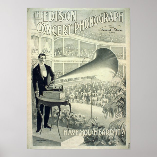 Pôster O fonógrafo do concerto Edison. (Frente)
