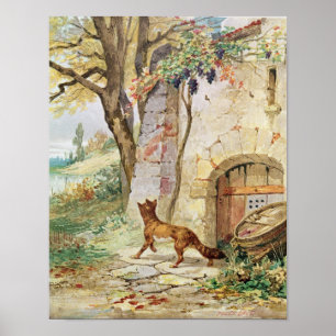 Pôster O Fox e as uvas, ilustração para