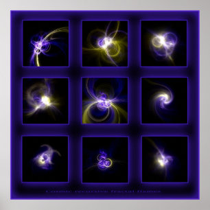 Pôster O Fractal arde o compartimento - azul