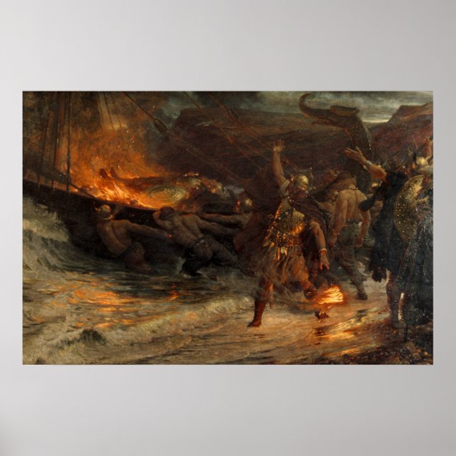 Poster O Funeral de um Viking Frank Dicksee 1893 (Frente)
