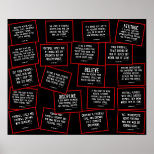 Poster O futebol cita a colagem no vermelho, preto e