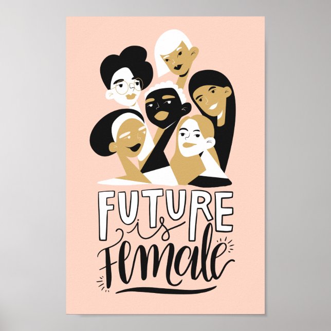 Poster O Futuro É Feminino | Citação Feminista Motivacion (Frente)