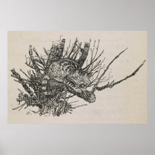 Poster O Gato Cheshire em uma árvore Arthur Rackham