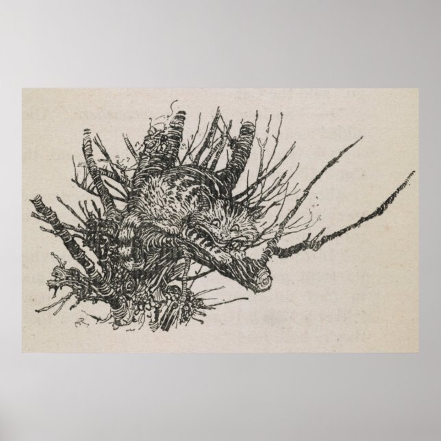 Poster O Gato Cheshire em uma árvore Arthur Rackham (Frente)