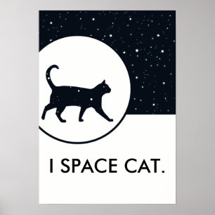 Pôster O gato do espaço stars o texto personalizado