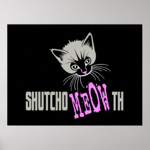 Poster O gato engraçado fechou seu MEOWth (escuro)