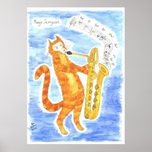Poster O gato joga o saxofone "passos gigantes" do