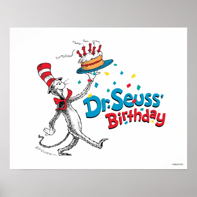 Poster O Gato no Chapéu | Aniversário do Dr. Seuss (Frente)