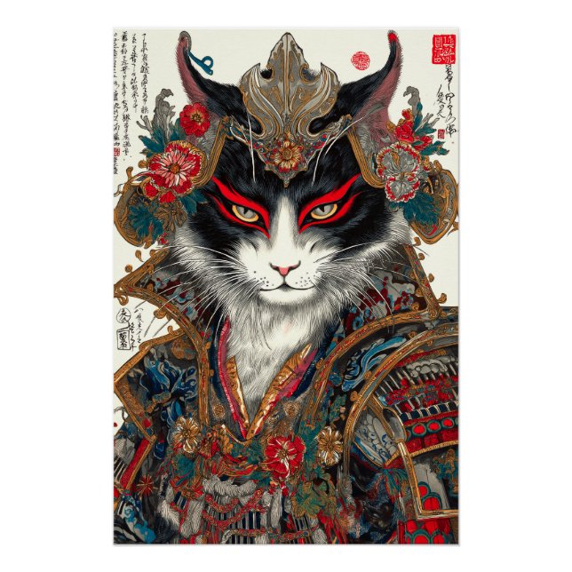 Pôster O Gato Ronin | Ukiyo-e Samurai Warrior (Frente)