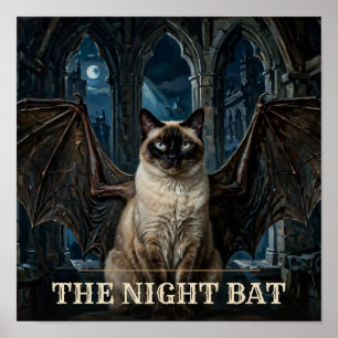Poster O Gato Siames Noite do Morcego Pet Halloween Port