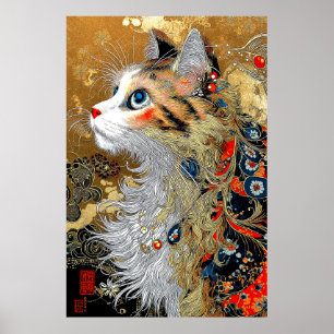Poster O Gato Zen   Vintage Japonês Ukiyo-e
