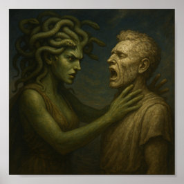 Poster O Gaze Que Encontra-Medusa Transformando O Homem E