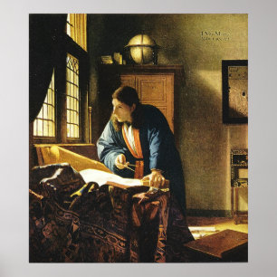 Pôster O geógrafo de Johannes Vermeer (cerca de 1669)