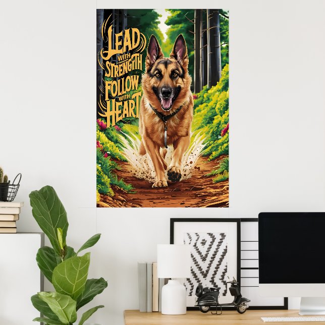 Poster O german shepherd atravessa a floresta (Escritório em casa)