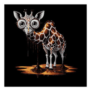 Pôster O Girafa Derretendo Design de Arte Surreal Diverti