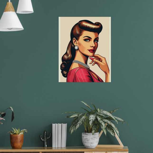 Poster O glamour das mulheres da moda dos anos cinquenta, (Sala de Estar 1)