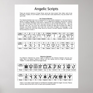 Pôster O Gráfico de Script Angelic do Alfabeto Celestial