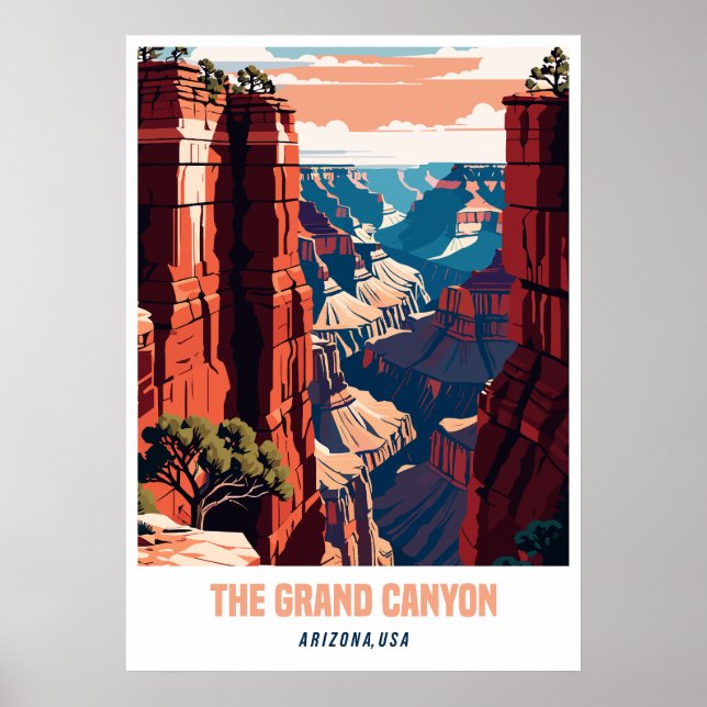 Poster O Grand Canyon, Arizona, EUA - Ilustração Moderna (Frente)