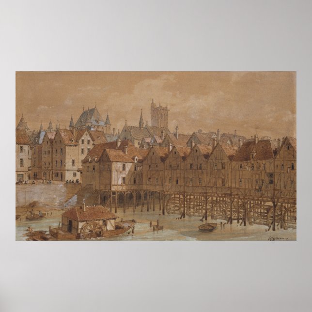 Poster O Grand Chatelet e o Pont aux Meuniers (Frente)