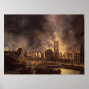 Poster O grande fogo na câmara municipal velha, Amsterd