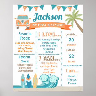 Poster O grande sinal de aniversário do Surf de Surf