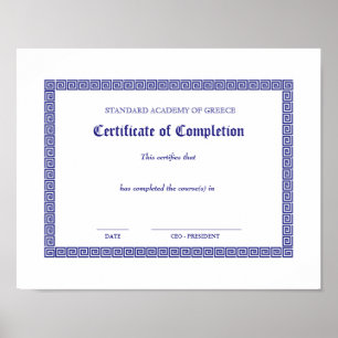 Poster O grego do certificado do diploma da graduação