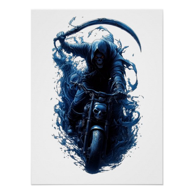 Pôster O Grim Reaper Biker em uma Poster de motocicleta (Frente)
