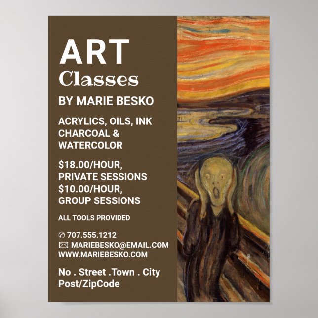 Poster O Gritar De Edvard Munch, Classes De Arte (Frente)