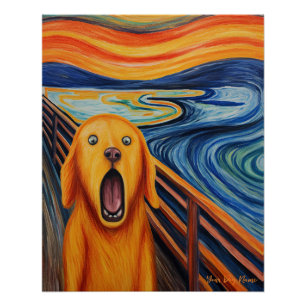 Pôster O Gritar - Ouro Retriever Dog 001 - Pall Munch