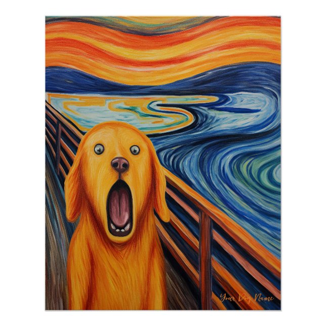 Pôster O Gritar - Ouro Retriever Dog 001 - Pall Munch (Frente)