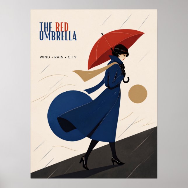 Poster o guarda-chuva vermelho (Frente)