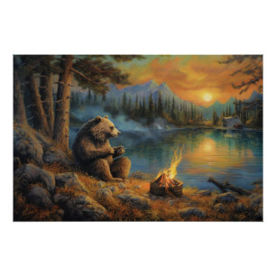 Pôster O Guardião da Montanha Grizzly Bear Campfire