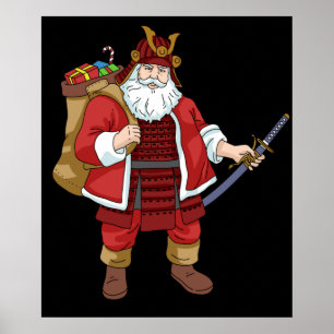 Poster O guerreiro de Natal do Samurai no Japão Santa Cla
