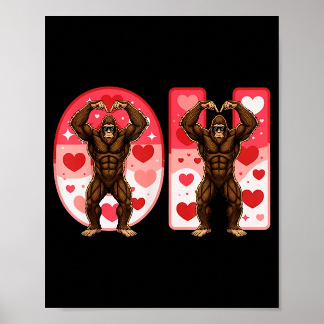 Poster O-h Couples Matching Funny Bigfoot In Midwestern V (Frente)