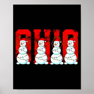 Poster O-h-i-o Boneco de Neve de Natal Ohio Vintage E Cen