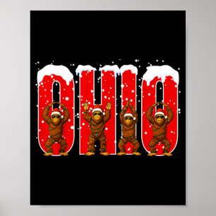 Poster O-h-i-o Engraçado Pé Grande Ohio Vintage Natal E C