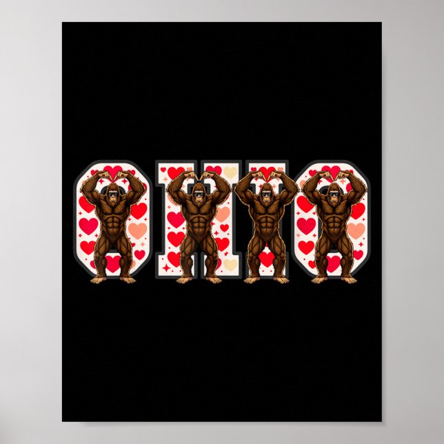 Poster O-h-i-o Funny Bigfoot Ohio In Midwestern Valentine (Frente)