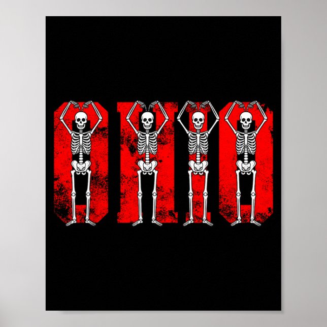 Poster O-h-i-o Funny Skeletons Ohio In Midwestern Valenti (Frente)