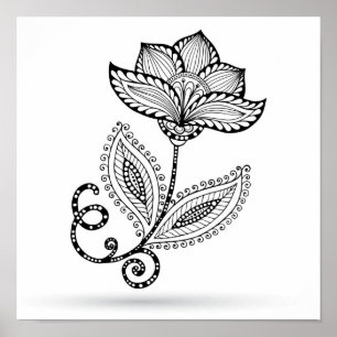 Pôster O Henna Paisley Mehndi Doodles 2