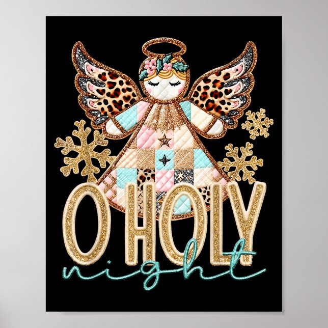 Poster O Holy Night Patchwork Angel Christian Jesus Chris (Frente)