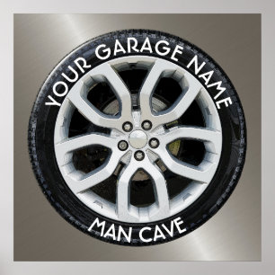 Poster O Homem Cave A Sua Roda De Pneus De Garagem Person