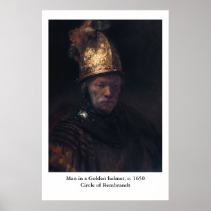 Pôster O homem de Rembrandt em um capacete dourado