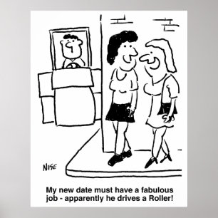Poster O homem dirige um desenho engraçado