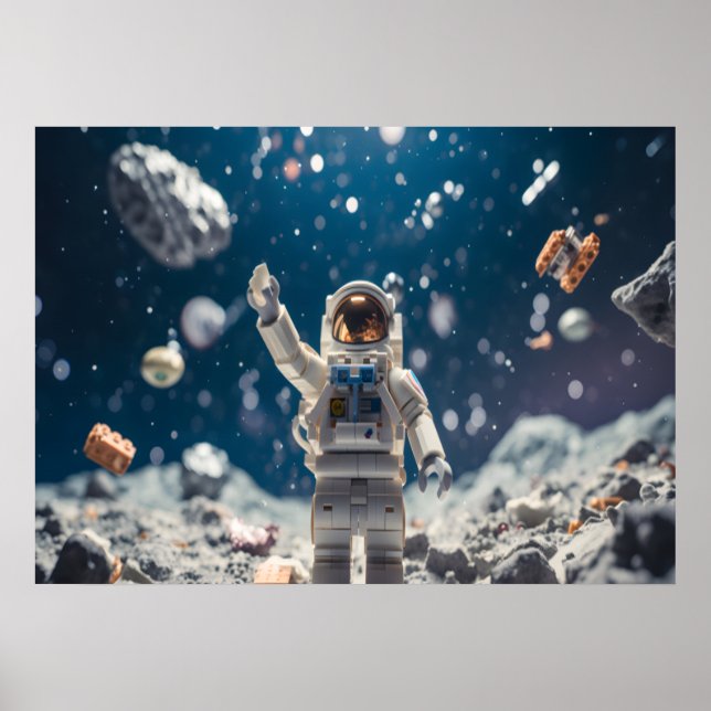 Poster O Homem Espacial na Parede do Espaço (Frente)