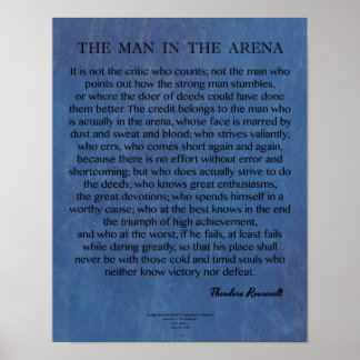 Pôster O homem na arena cita Theodore Roosevelt