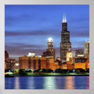 Poster O horizonte de Chicago do Planetário Adler