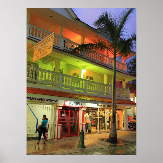 Poster O Hotel Caribe, Philipsburg, Rua. Maarten (Frente)