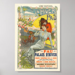 Poster O Inverno em Pau França Cartaz Vintage 1900