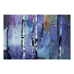 Pôster O inverno no Birch Woods