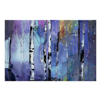 Pôster O inverno no Birch Woods